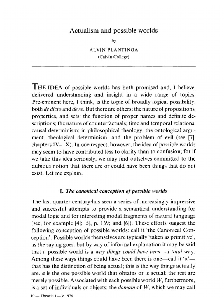 actualism and possible worlds